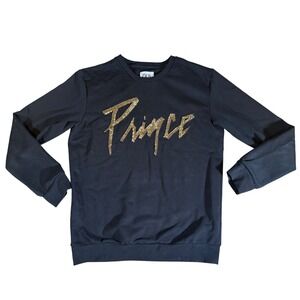 ZARA Black Long Sleeve "Prince" Beaded Logo Sweatshirt Sz M